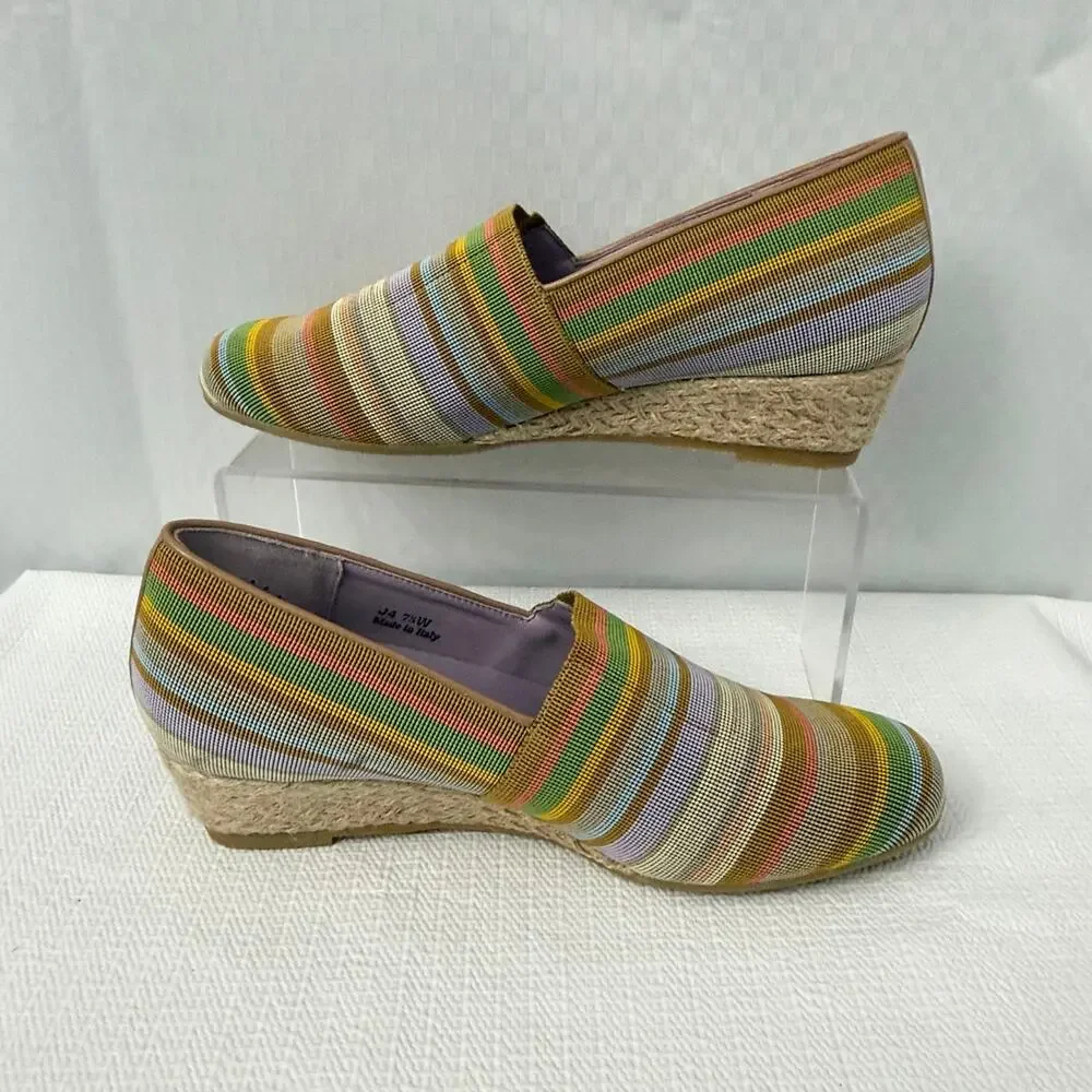 SAS Becky Wedge Espadrilles Women’s 7.5 Wide Italy Multicolored Comfort Shoes